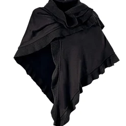 Zillertaler Trachtenwelt Damen Dreieck Rüschen Poncho, Schwarz Sale