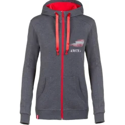Zillertaler Trachtenwelt Damen Hoodie-Jacke "Austria", Dunkel Grau Cheap