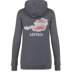 Zillertaler Trachtenwelt Damen Hoodie-Jacke "Austria", Dunkel Grau Cheap
