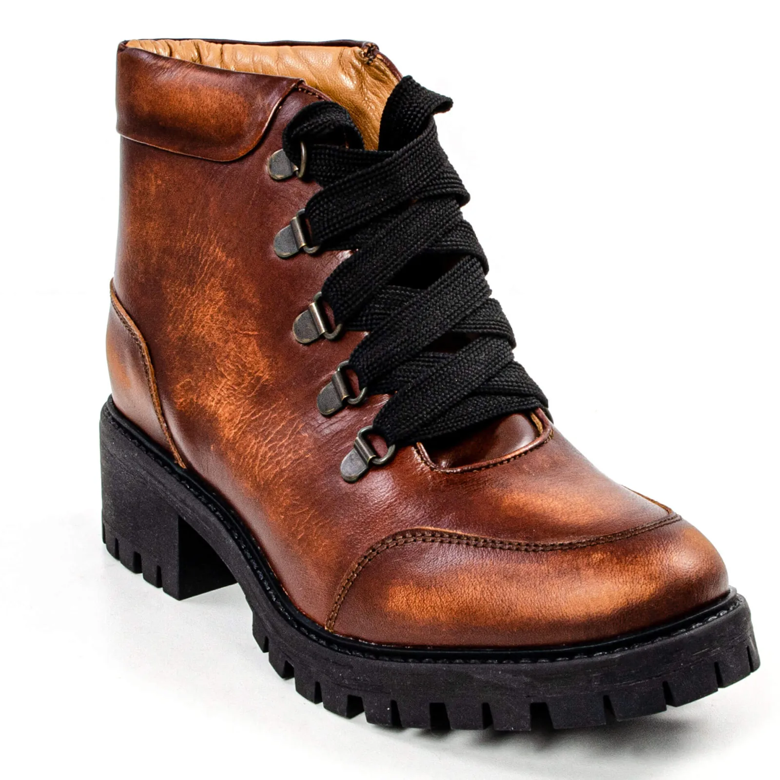 Zillertaler Trachtenwelt Damen Leder-Boots "606", Cognac Braun Online