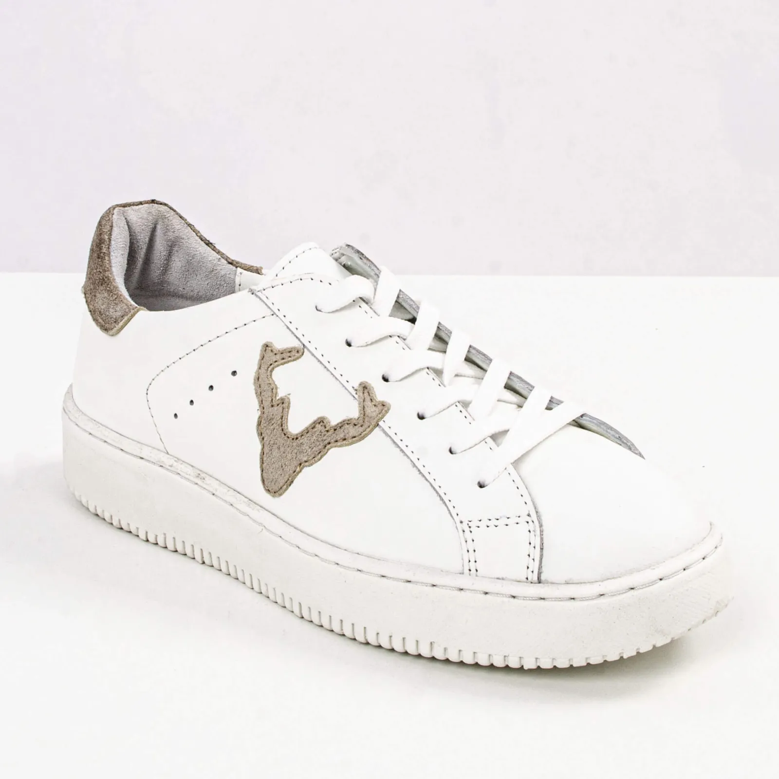 Zillertaler Trachtenwelt Damen Leder-Sneaker "Sandy", Weiss Weiß Discount