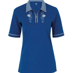 Zillertaler Trachtenwelt Damen Polo "Isabella", Blau Store