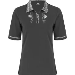 Zillertaler Trachtenwelt Damen Polo "Isabella", Dunkel Grau Best