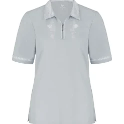 Zillertaler Trachtenwelt Damen Polo "Isabella", Hell Grau New