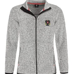 Zillertaler Trachtenwelt Damen Strickfleece Jacke "Österreich", Hell Grau Best