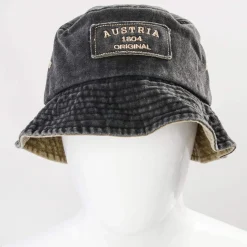 Zillertaler Trachtenwelt Fischermütze “Austria”, Anthrazit- Beige Fashion