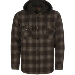 Zillertaler Trachtenwelt Herren Flanellhemd "Karo", mit Kapuze, Braun Flash Sale
