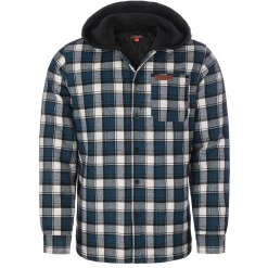 Zillertaler Trachtenwelt Herren Flanelljacke "Karo" mit Kapuze, -Weiß Blau New