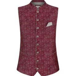 Zillertaler Trachtenwelt Herren Gilet "Edward", Bordeaux Rot Fashion