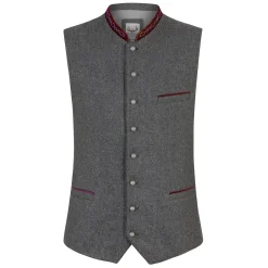 Zillertaler Trachtenwelt Herren Gilet "Fabrizio", -Rot Grau Discount
