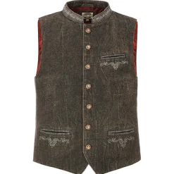 Zillertaler Trachtenwelt Herren Gilet "Henry", Stone Braun Discount