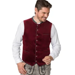 Zillertaler Trachtenwelt Herren Gilet "Lorenzo", Bordeaux Rot Best