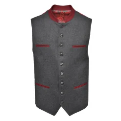 Zillertaler Trachtenwelt Herren Gilet "Tirol", -Rot Grau Cheap