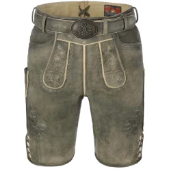 Zillertaler Trachtenwelt Herren Hirschlederhose "Hirschvogel", Grau- Braun Clearance