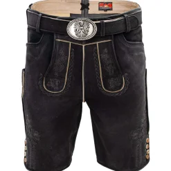 Zillertaler Trachtenwelt Herren Hirschlederhose "Hirschvogel", Anthrazit Grau Cheap