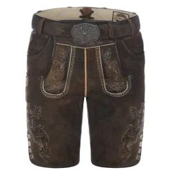 Zillertaler Trachtenwelt Herren Lederhose "Ulrich", Dunkel Braun Hot