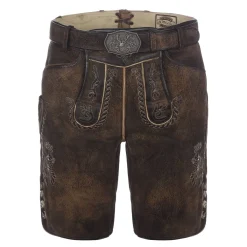 Zillertaler Trachtenwelt Herren Lederhose "Walden", Dunkel Braun Hot