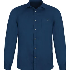 Zillertaler Trachtenwelt Herren Leinenhemd "Vincent", Dunkel Blau Cheap
