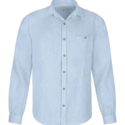 Zillertaler Trachtenwelt Herren Leinenhemd "Vincent", Hell Blau Cheap