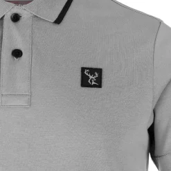 Zillertaler Trachtenwelt Herren Poloshirt mit Hirsch-Logo, Grau Sale