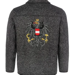 Zillertaler Trachtenwelt Herren Strickfleece Jacke "Österreich", Anthrazit Grau Online