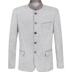 Zillertaler Trachtenwelt Herren Trachtenjacke "Tizian", Hell Grau Best