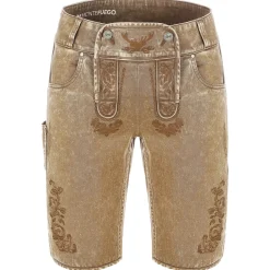 Zillertaler Trachtenwelt Herren Trachtenjeans mit Latz, Braun Fashion