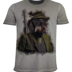Zillertaler Trachtenwelt Herren T-Shirt "Almtracht Oskar", Grau Clearance