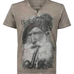 Zillertaler Trachtenwelt Herren T-Shirt "Coolman" kurzarm Braun Clearance