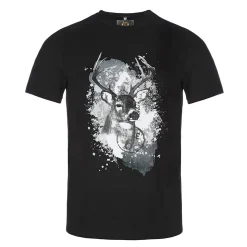Zillertaler Trachtenwelt Herren T-Shirt Montefuego "Hirsch", Schwarz Hot
