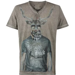 Zillertaler Trachtenwelt Herren T-Shirt "Prachtbock", Stein Grau Fashion