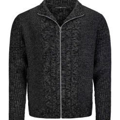 Zillertaler Trachtenwelt Herren Zopf-Strickjacke "Noel", Dunkel Grau Hot