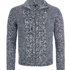 Zillertaler Trachtenwelt Herren Zopf-Strickjacke "Noel", Navy-Melange Blau Fashion
