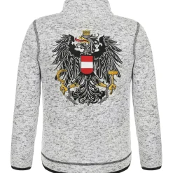 Zillertaler Trachtenwelt Kinder Strickfleece Jacke “Österreich", Hell Grau Flash Sale