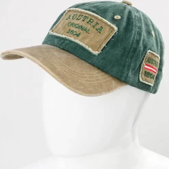 Zillertaler Trachtenwelt Schildkappe “Austria”, Grün- Beige Fashion